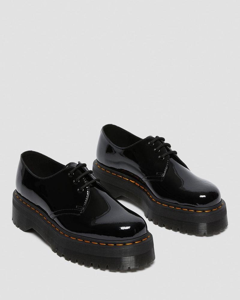 Women's Dr Martens 1461 Patent Leather Platform Oxfords Shoes Black | AU 364DFM